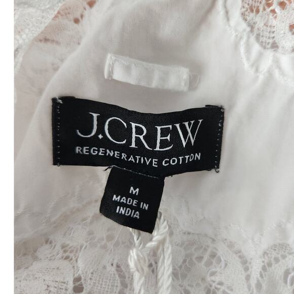 NWT J. Crew Philomena Dress Cotton Poplin Lace Dress Bridal Shower White M *Flaw - Picture 7 of 13